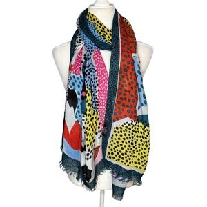 Galeries Lafayette Paris Abstract Art Polka Dot Scarf Oversized Wrap 38x68